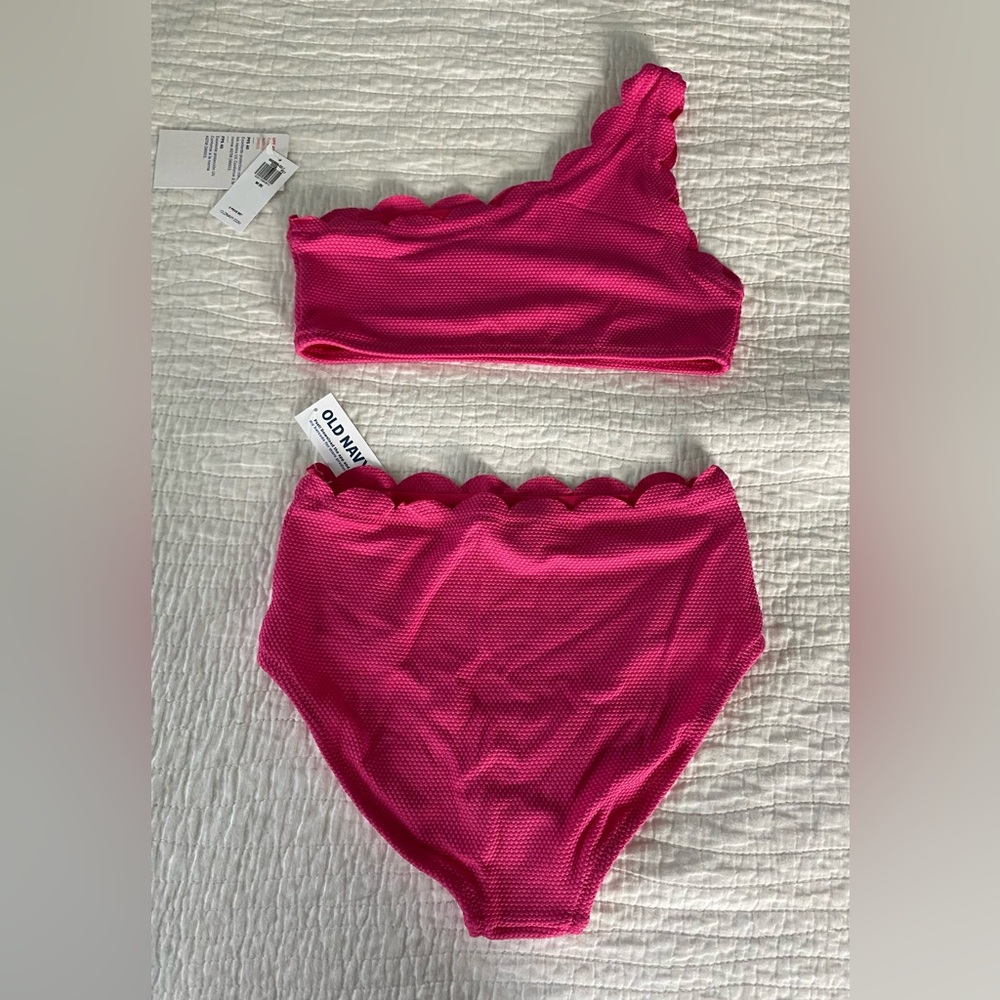 🆕 NWT Old Navy One-Shoulder Swim Set for Girls Size 8 - Picture 3 of 9